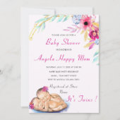 Twin Girls Baby shower Invitation - Aangepaste kle (Voorkant)