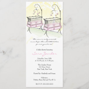 Twin Girls Baby shower Invitation - Baby Wiegjes Kaart
