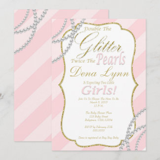 Twin Girls Baby shower Invitation Kaart