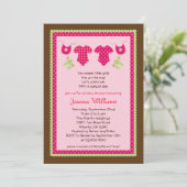 Twin Girls Baby shower Invitation Kaart (Staand voorkant)