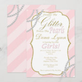 Twin Girls Baby shower Invitation Kaart (Voorkant / Achterkant)