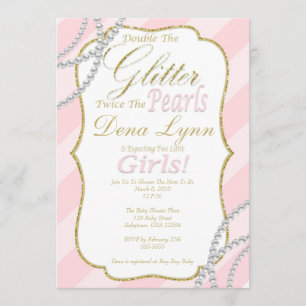 Twin Girls Baby shower Invitation Kaart
