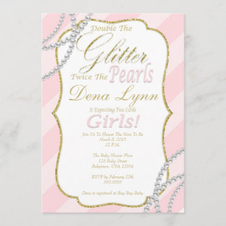 Twin Girls Baby shower Invitation Kaart