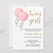 Twin Girls Baby shower Invitation Kaart (Voorkant)