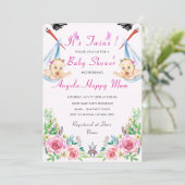 Twin Girls Baby shower Invitation met QR Code (Staand voorkant)