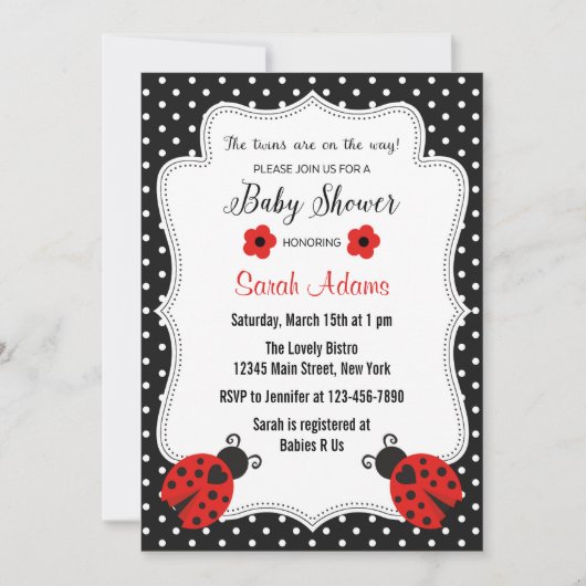 Twin Girls Baby shower Invitation roink Kaart (Voorkant)