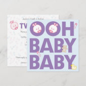 Twin Girls Baby shower Kaart (Voorkant / Achterkant)