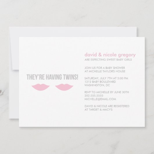 Twin Girls Baby shower Kaart (Voorkant)