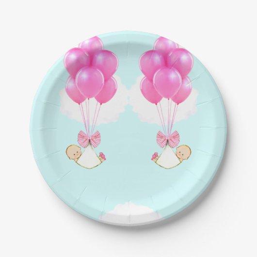 Twin Girls Baby shower Papieren Bordje (Voorkant)