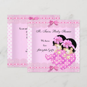 Twin Girls Baby shower Pink Polka Dots Kaart