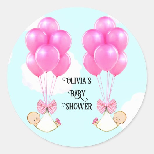 Twin Girls Baby shower Ronde Sticker (Voorkant)