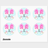 Twin Girls Baby shower Ronde Sticker (Vel)