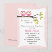 Twin Girls Baby shower Uitnodiging Roze (Voorkant / Achterkant)