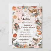 Twin Girls Birthday Forest Fairy Party Kaart (Voorkant)