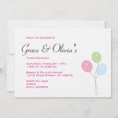 Twin Girls Birthday Invitation - Roze Kaart (Achterkant)