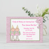 Twin Girls Birthday Party Kaart (Staand voorkant)