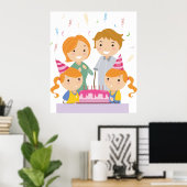 Twin Girls Birthday Poster (Thuiskantoor)