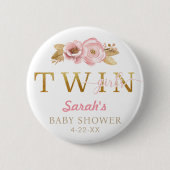 Twin Girls Blush Roze Baby shower Button (Voorkant)