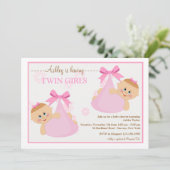 Twin Girls Bundles Baby shower Invitation Kaart (Staand voorkant)