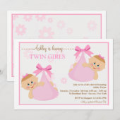 Twin Girls Bundles Baby shower Invitation Kaart (Voorkant / Achterkant)
