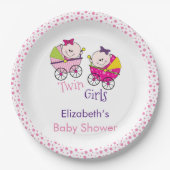 Twin Girls Carriage Baby shower Papieren Bordje (Voorkant)
