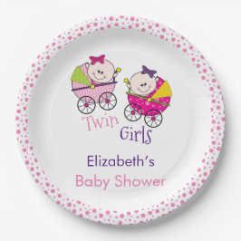 Twin Girls Carriage Baby shower Papieren Bordje