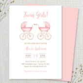 Twin Girls Carriages Baby Shower Invitation Kaart
