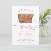 Twin Girls Cub Beer Baby shower Kaart (Staand voorkant)