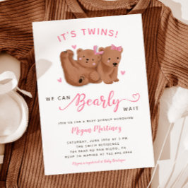 Twin Girls Cub Beer Baby shower Kaart