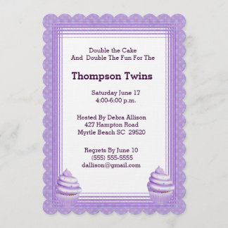 Twin Girls Cupcake Birthday Uitnodiging