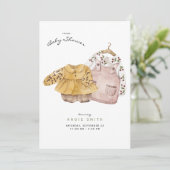 Twin Girls Cute Clothes Baby shower Kaart (Staand voorkant)