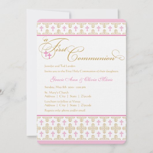 Twin Girls Eerste communiqué Kaart (Voorkant)