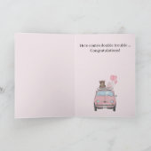 Twin Girls Fiat 500 gefeliciteerd Kaart (Binnen)