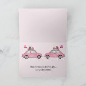 Twin Girls Fiat 500 gefeliciteerd Kaart (Binnen)