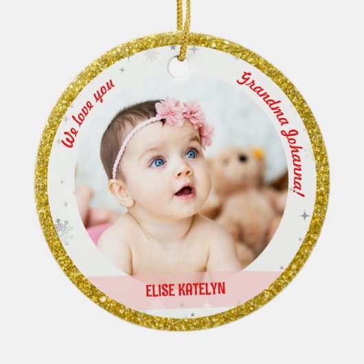 Twin Girls Foto grootma Cute First Baby Keramisch Ornament (Voorkant)