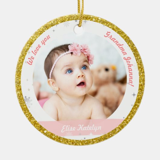 Twin Girls Foto grootma Cute First Baby Keramisch Ornament (Voorkant)