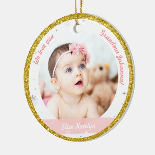 Twin Girls Foto grootma Cute First Baby Keramisch Ornament (Links)