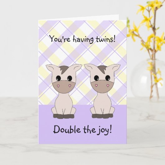 Twin Girls Gefeliciteerd Kaart (Gele Bloem)