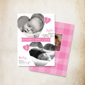 Twin Girls Heart Lijsten Roze foto Collage Birth Aankondiging