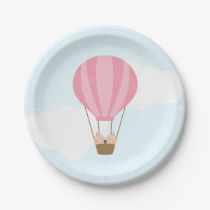 Twin Girls in Hot Air Ballon Baby shower Papieren Bordje