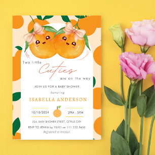 Twin Girls Little Cuties On The Way Baby shower Kaart