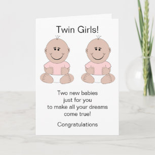 Twin Girls New Born Baby card Kaart