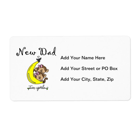 Twin Girls New Dad Gifts Etiket (Voorkant)
