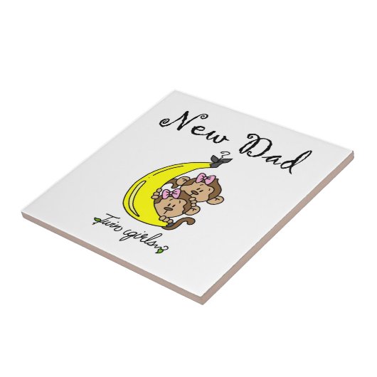 Twin Girls New Dad Gifts Tegeltje (Zijkant)