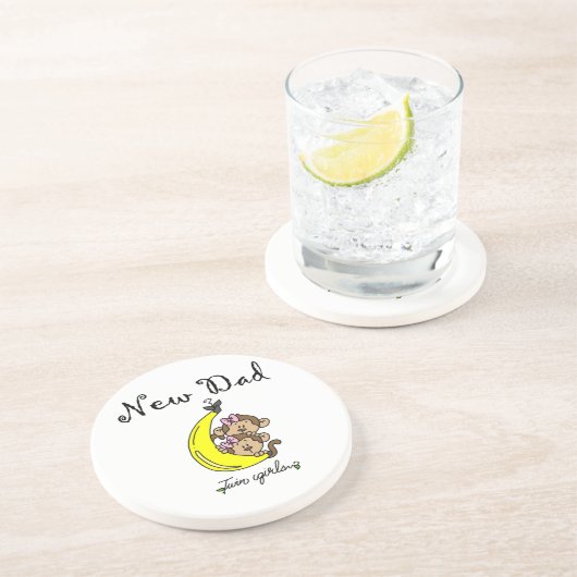 Twin Girls New Dad Gifts Zandsteen Onderzetter (Zijkant)