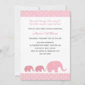 Twin Girls Pink Elephant Baby Shower Invitations Kaart (Voorkant)