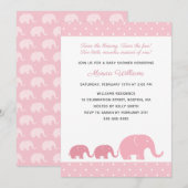 Twin Girls Pink Elephant Baby Shower Invitations Kaart (Voorkant / Achterkant)