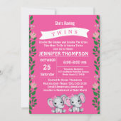 Twin Girls Pink Elephant Kaart (Voorkant)