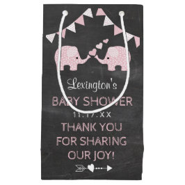 Twin Girls Pink Elephants Baby shower Dank je wel Klein Cadeauzakje