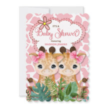 Twin Girls Pink Giraffe Oerwoud Baby shower